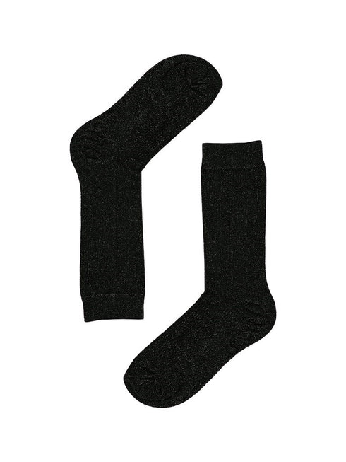 Socken Lang Schwarz Glitzer - Schwarz